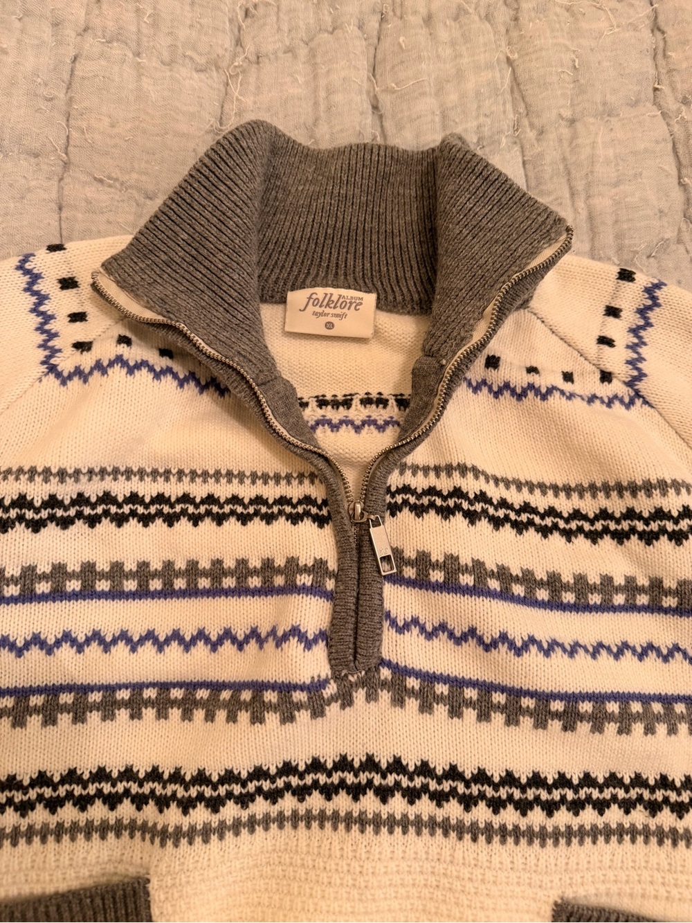 Taylor Swift Folklore Fair Isle Quarter Zip Ski Sweater - Picture 5 of 7
